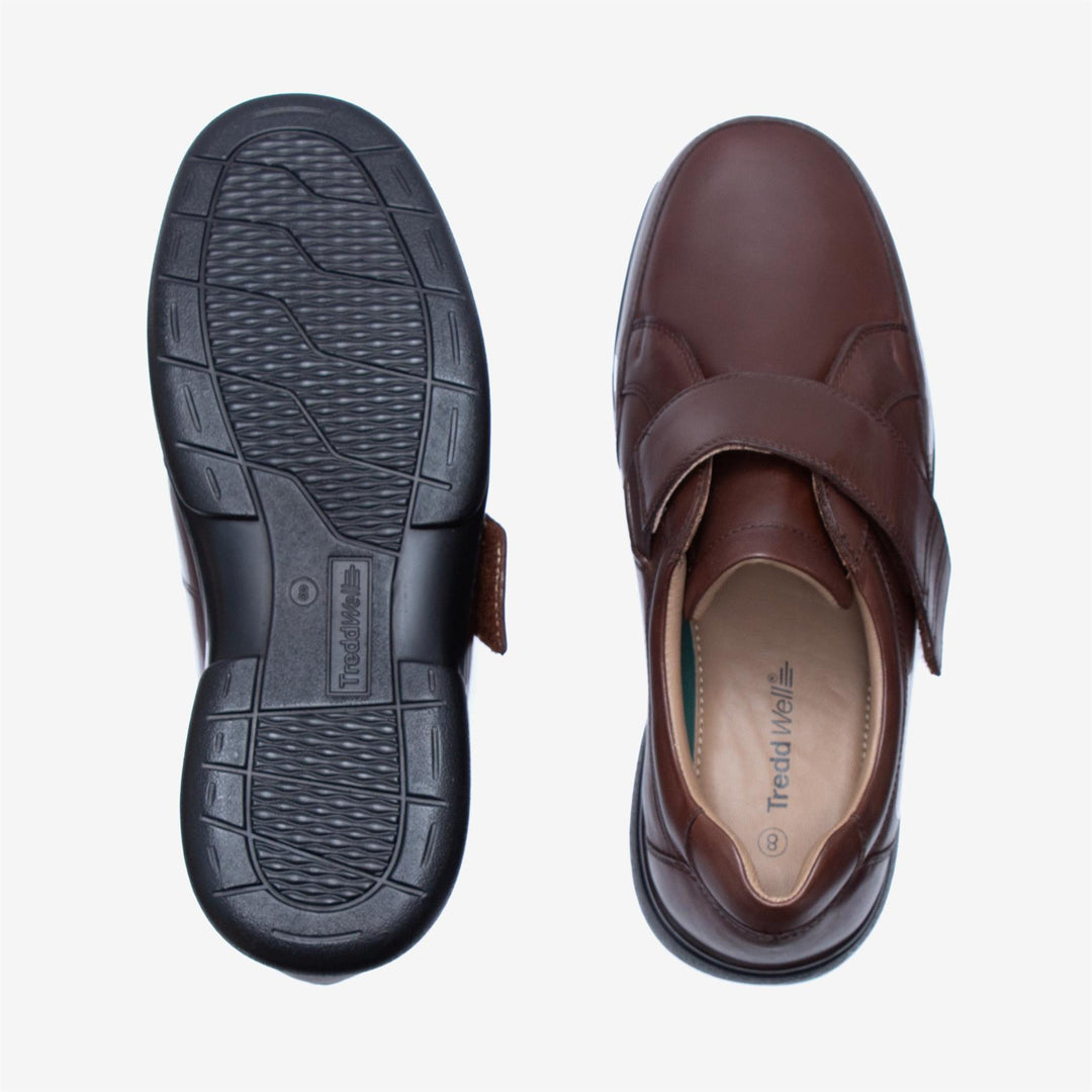 Mens Wide Fit Tredd Well Phoenix Velcro Shoes in Brown - Image 7