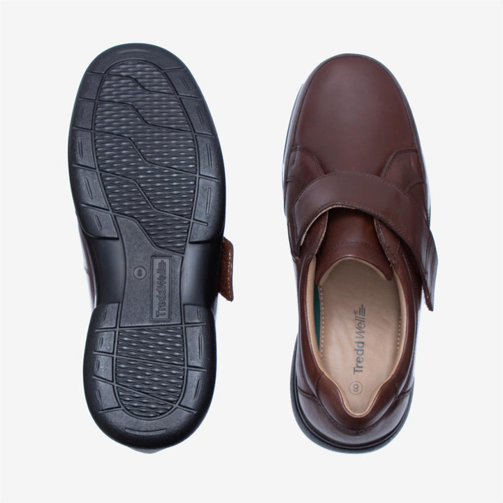 Mens Wide Fit Tredd Well Phoenix Velcro Shoes in Brown - Image 1