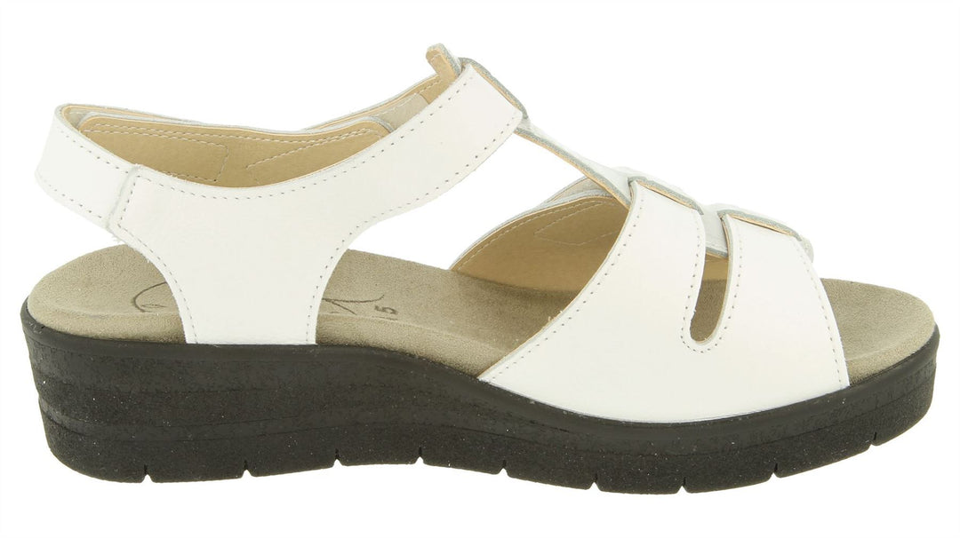 Womens Wide Fit DB Tuft Sandals in Black Leather - Image 9