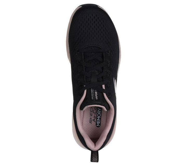Women's Wide Fit Skechers 150025 Vapor Foam Midnight Glimmer Trainers in White/Silver - Image 1