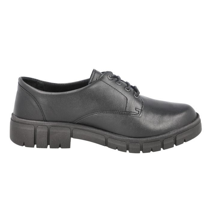 Women's Wide Fit DB Wantage Shoes in Black Leather - Image 1