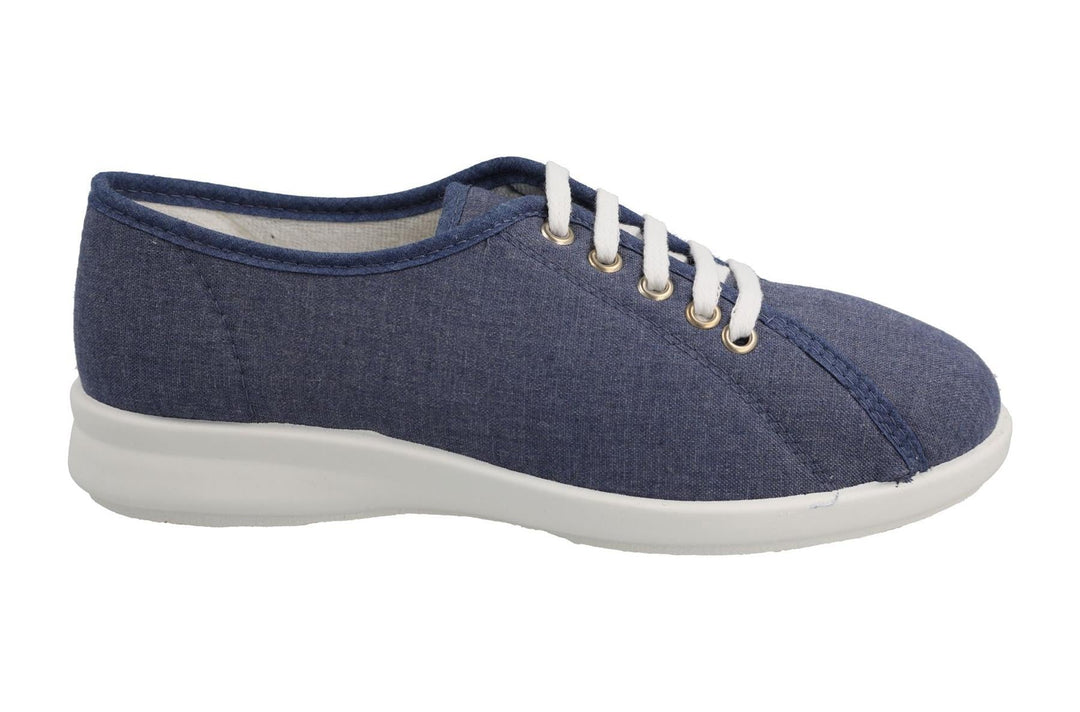 Womens Wide Fit DB Anthea Canvas Shoes in Denim Blue - Image 2