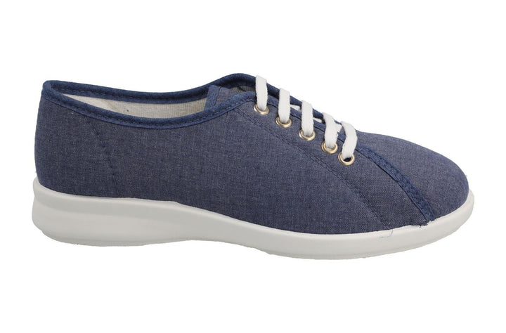 Womens Wide Fit DB Anthea Canvas Shoes in Denim Blue - Image 1