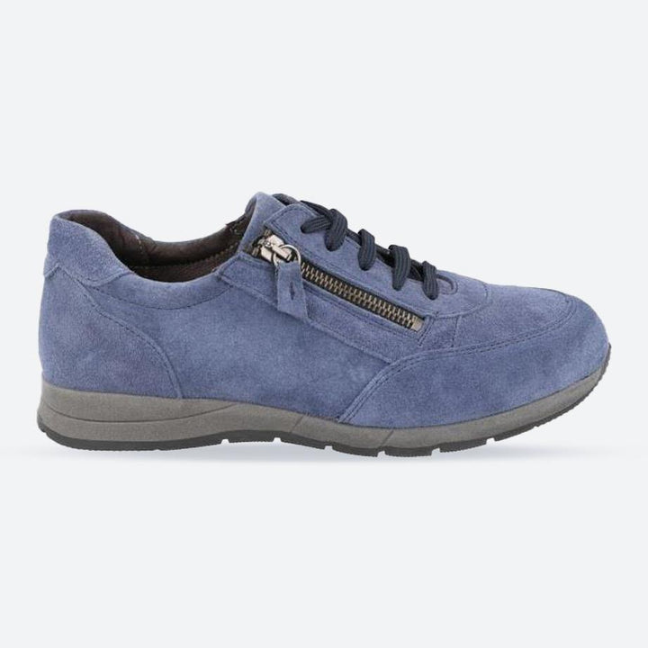 Women's Wide Fit DB Harrier Trainers in Blue Suede - Image 1