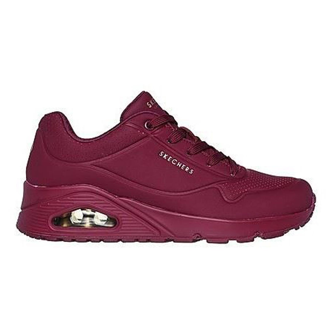 Women's Wide Fit Skechers 73690 Uno Stand On Air Sports Trainers - Plum in Plum - Image 2