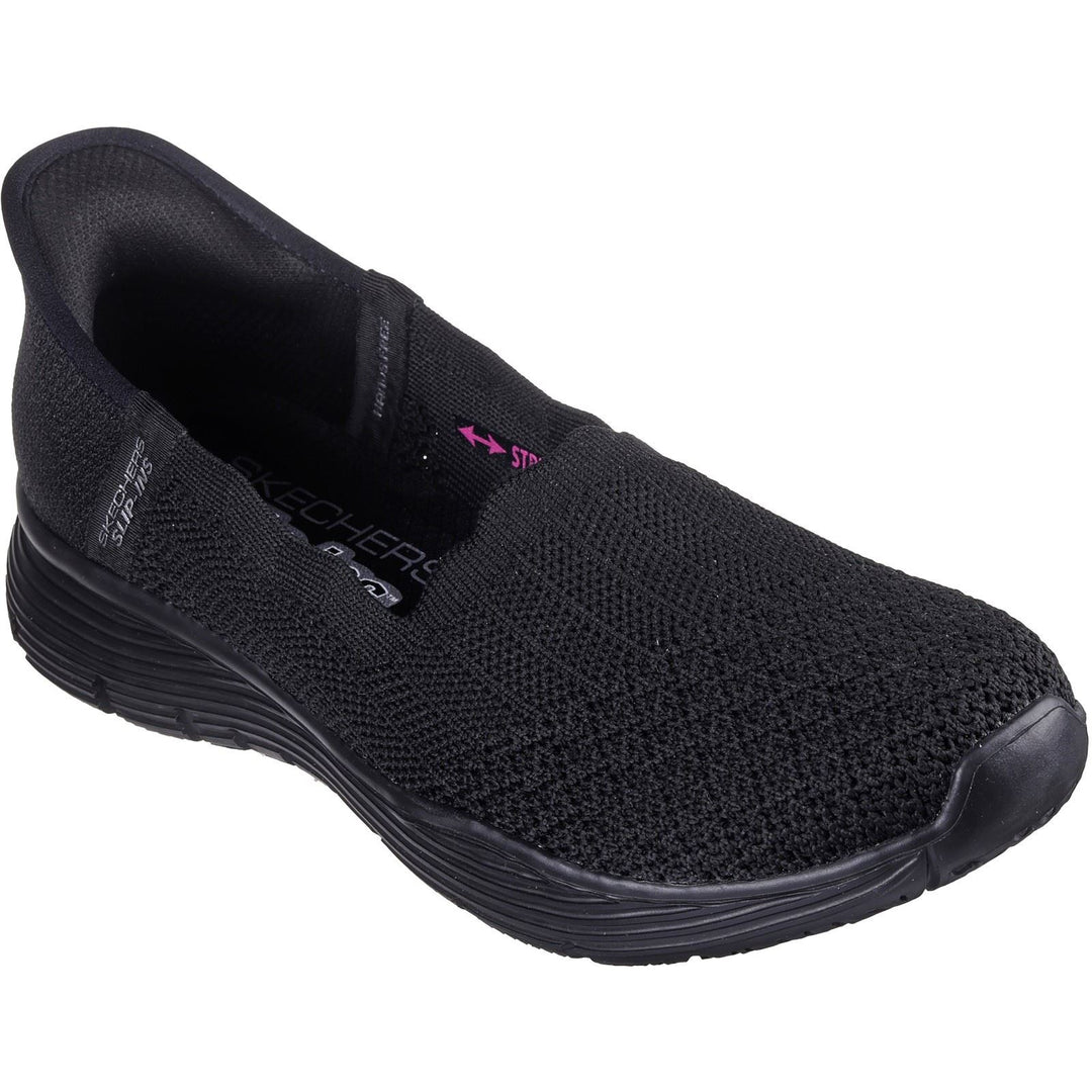 Women's Wide Fit Skechers 158980 Slip-ins Seager Believe It Shoes in Black - Image 3