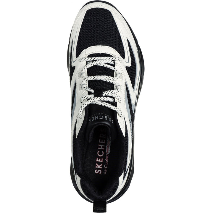 Women's Wide Fit Skechers 177424 Tres Air Uno Street Fl Air Trainers -  Black/White in Black/White - Image 1