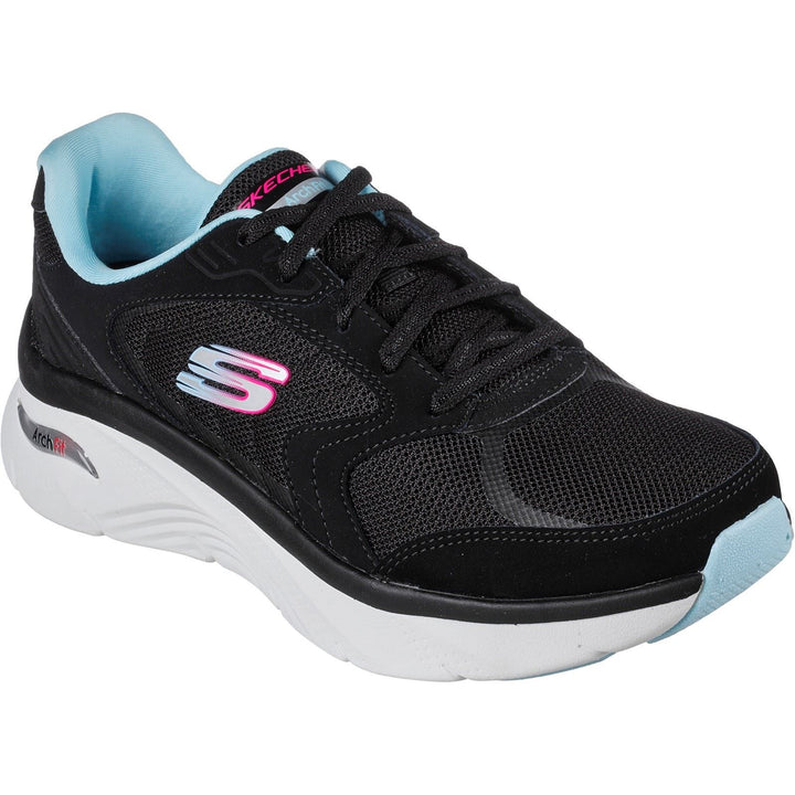 Women's Wide Fit Skechers 149686 Arch Fit D'Lux Trainers - Black/Blue in Black/Blue - Image 1