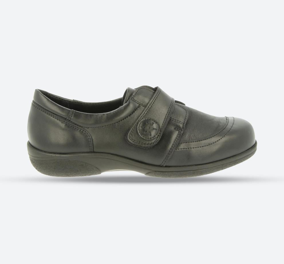 Womens Wide Fit DB Owl Shoes in Black / Stretch - Image 1
