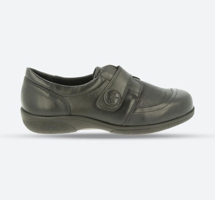 Womens Wide Fit DB Owl Shoes in Black / Stretch - Image 1