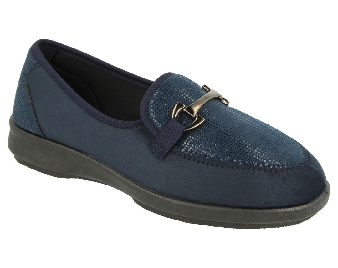 Womens Wide Fit DB Aster Vegan Shoes in Black Stretch - Image 8