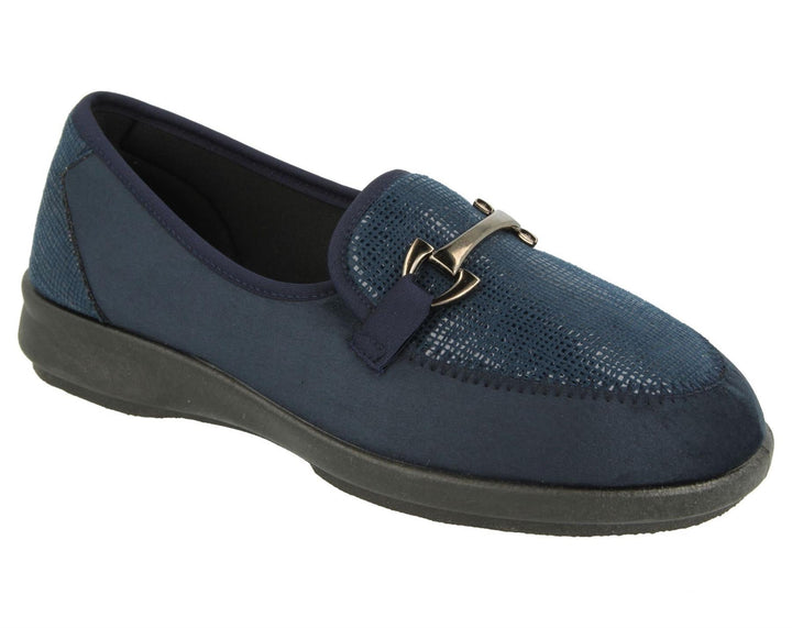 Womens Wide Fit DB Aster Vegan Shoes in Black Stretch - Image 1