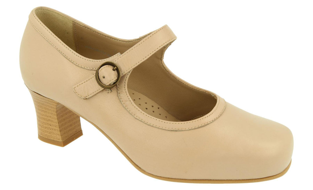 Womens Wide Fit DB Ascot Shoes in Black Leather - Image 5