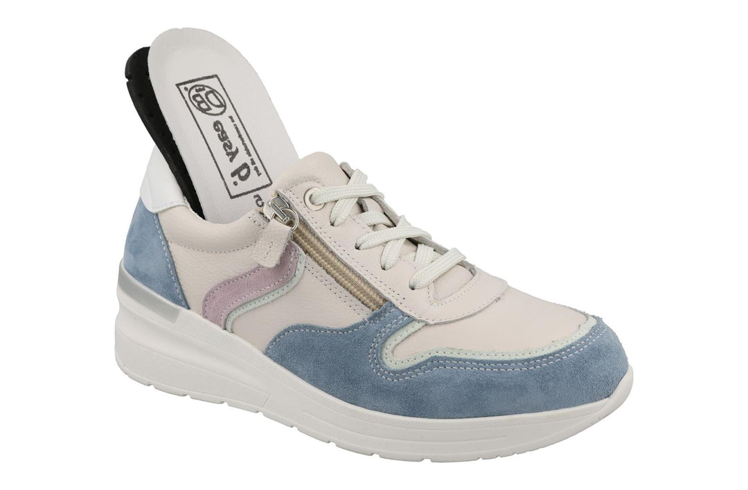Women's Wide Fit DB Bat Trainers in White Multi - Image 5