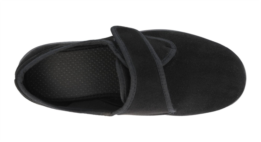 Men's Wide Fit DB Edison Slippers in Black Stretch Suedette - Image 5