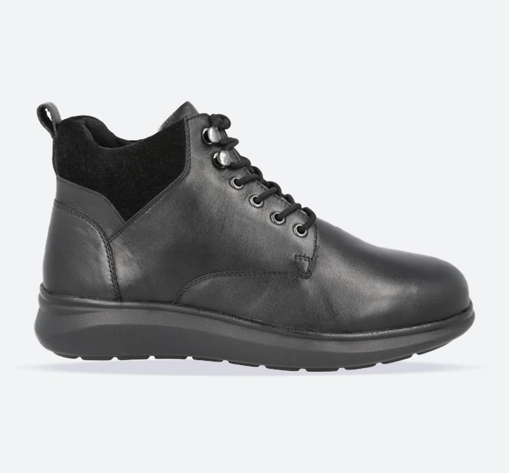 Men's Wide Fit DB Ronnie Boots in Black Lea / Suede - Image 1