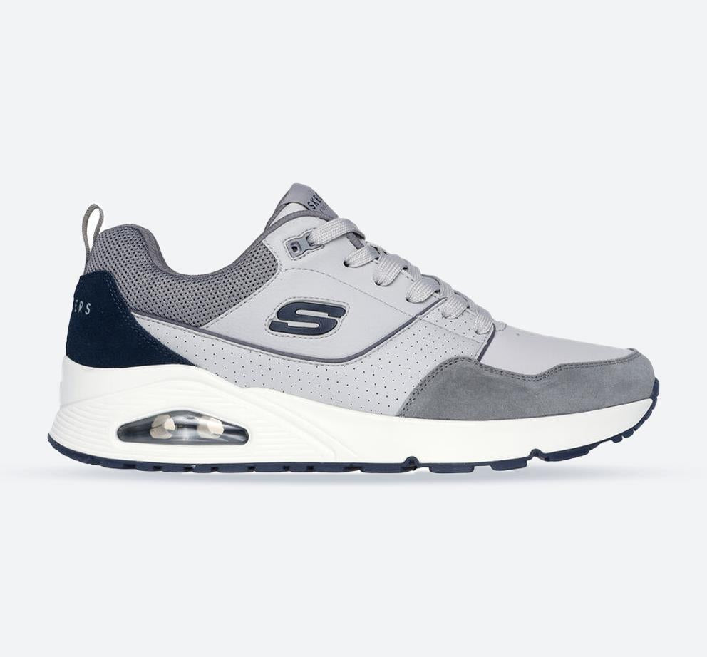 Men's Wide Fit Skechers 183020 Uno Retro One Trainers - Grey in Grey - Image 1