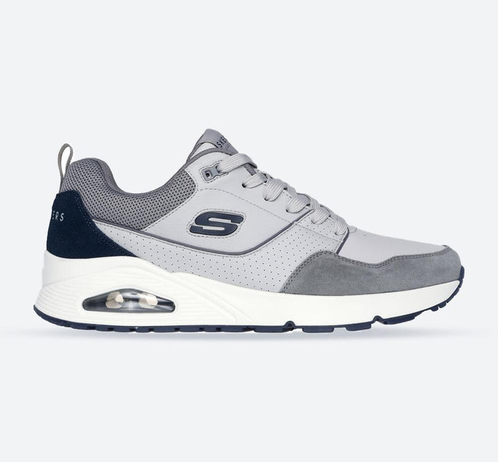 Men's Wide Fit Skechers 183020 Uno Retro One Trainers - Grey in Grey - Image 1
