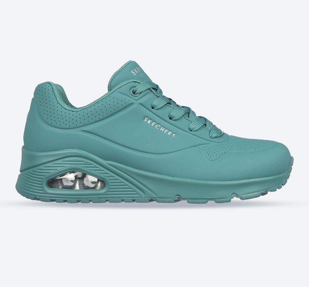 Women's Wide Fit Skechers 73690 Uno Stand On Air Sports Trainers - Teal in Teal - Image 1