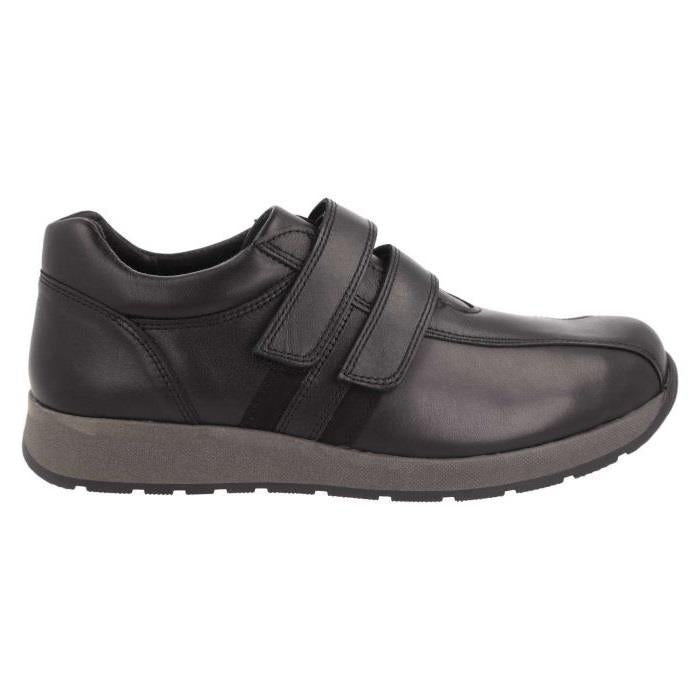 Men's Wide Fit DB Wayne Trainers in Black Leather - Image 1