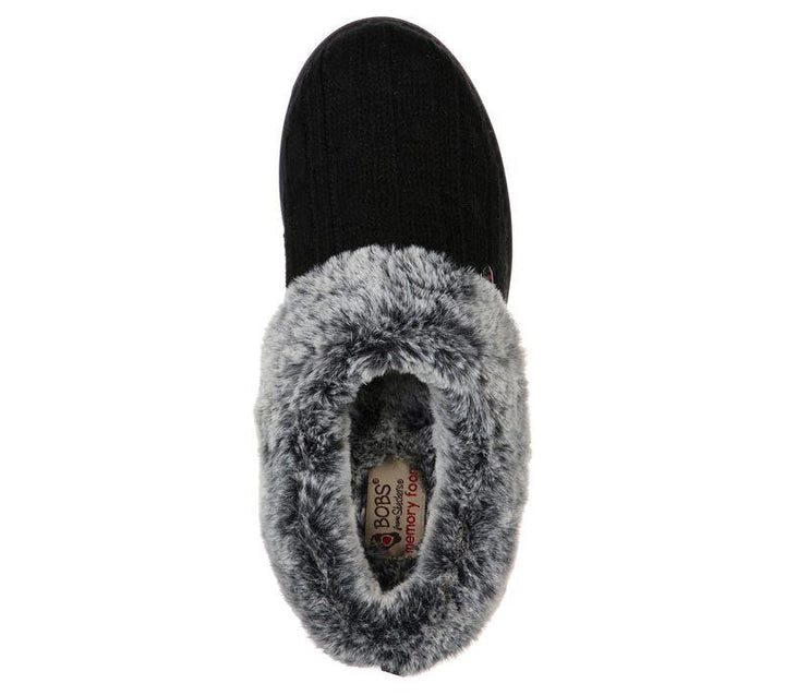 Womens Wide Fit Skechers Keepsakes Ice Angel Mule Slippers - Black in Black - Image 1