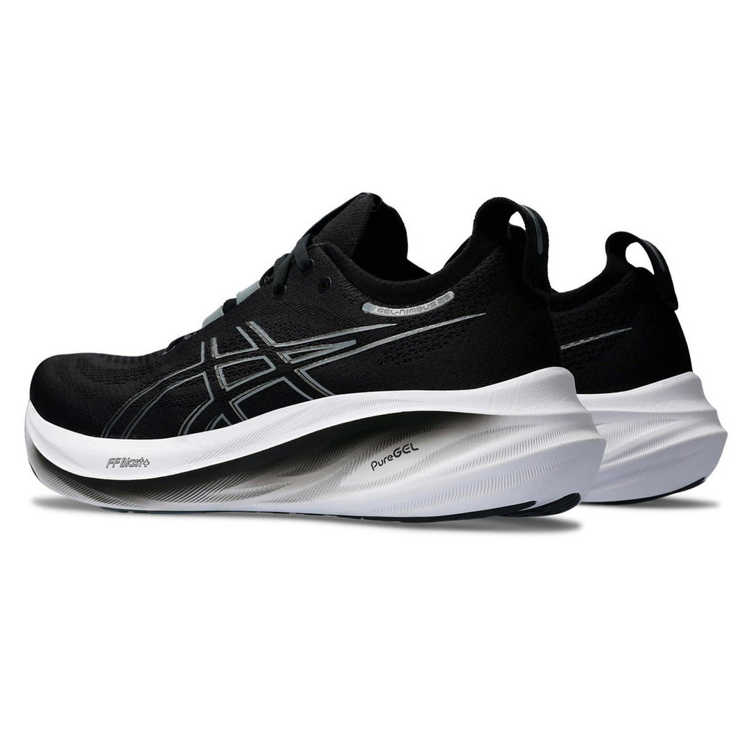 Men's Wide Fit Asics Gel Nimbus 26 Running Trainers in Black/Graphite Grey - Image 5