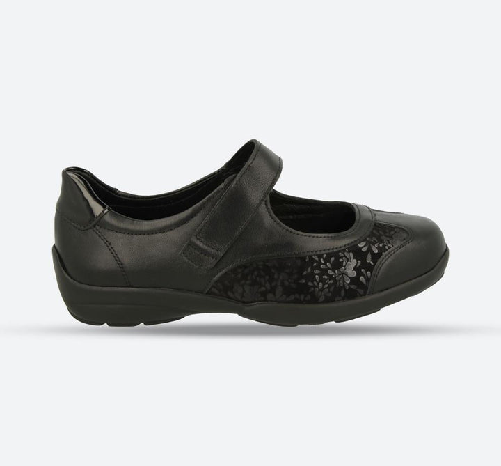 Womens Wide Fit DB Winnipeg Sandals in Black / Stretch - Image 1