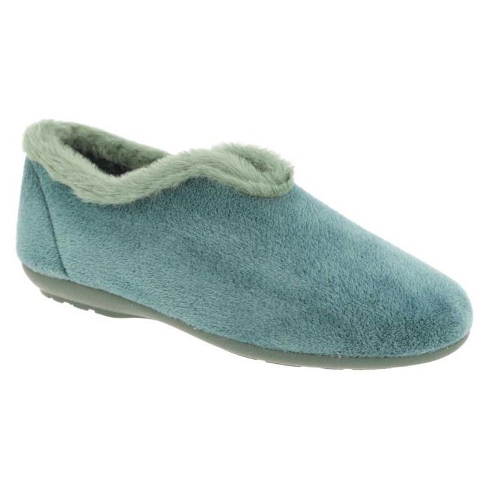 Women's Wide Fit DB Faye Slip on Slippers in Red Velour - Image 14