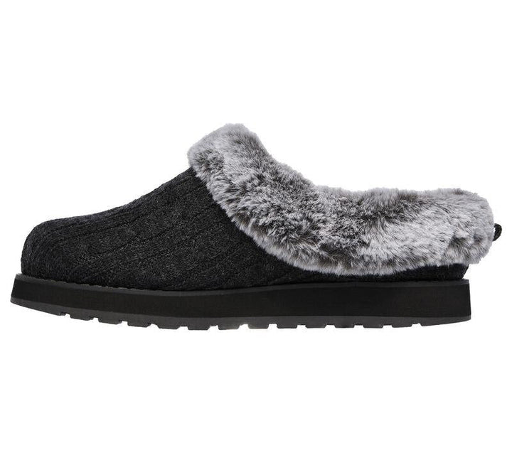 Womens Wide Fit Skechers Keepsakes Ice Angel Mule Slippers - Charcoal in Charcoal - Image 1