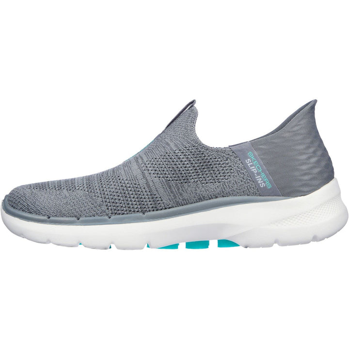 Women's Wide Fit Skechers 124569 Slip-ins GO WALK 6 Fabulous View Trainers - Grey in Grey - Image 1