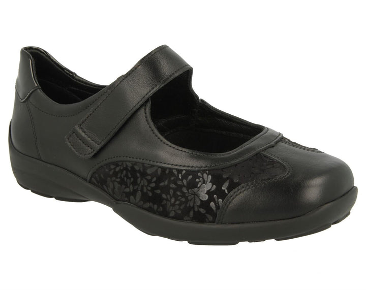 Womens Wide Fit DB Winnipeg Sandals in Black / Stretch - Image 1