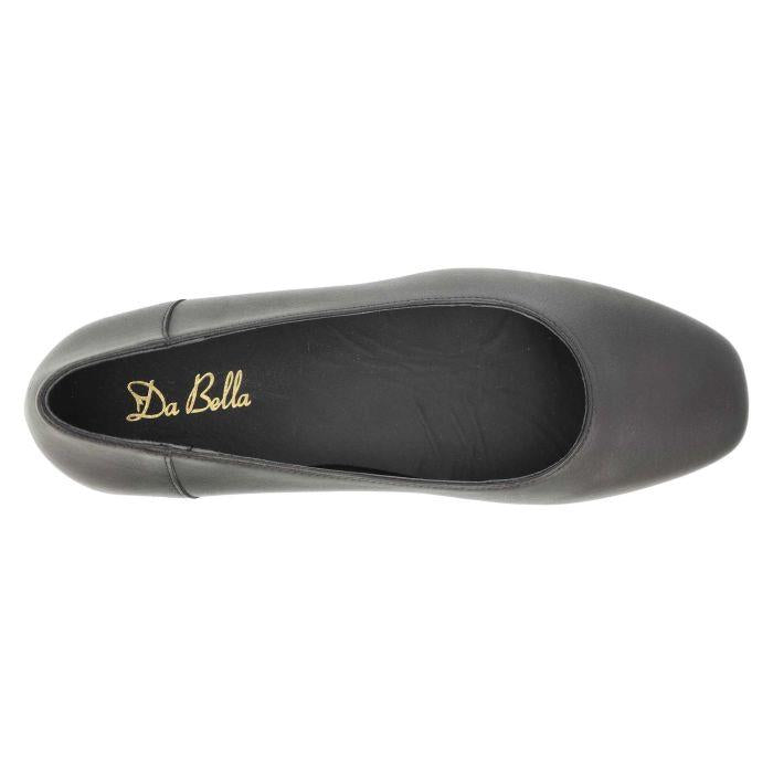 Women's Wide Fit DB Hyperion Heel Court Shoes in Black Leather - Image 1