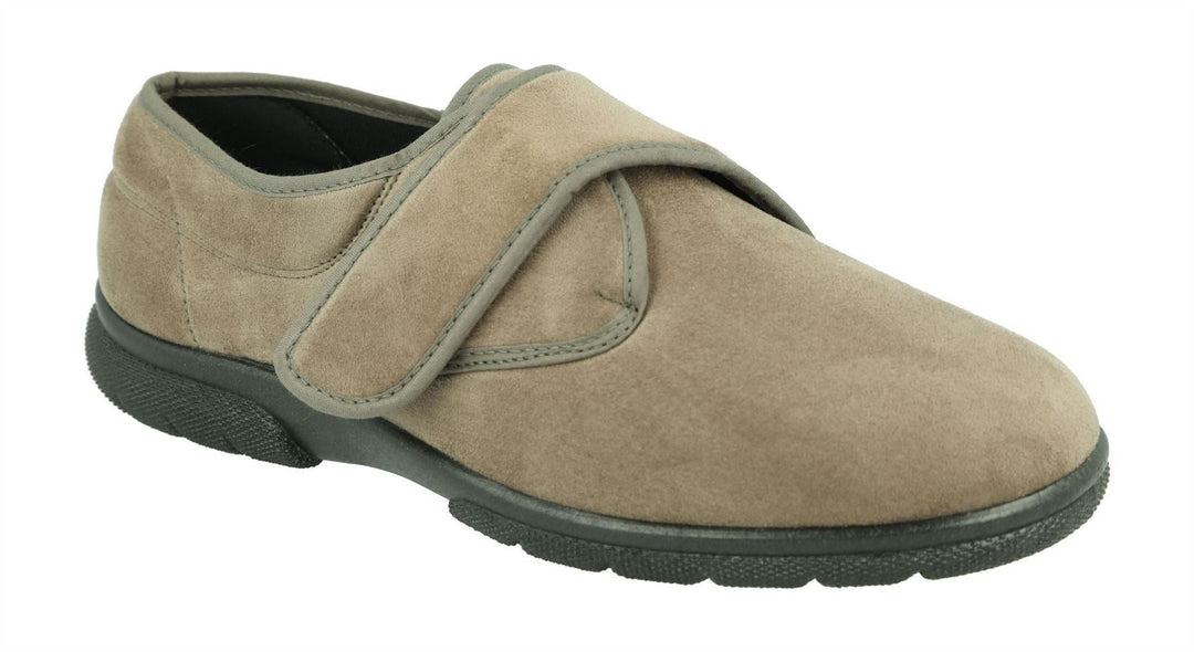 Men's Wide Fit DB Edison Slippers in Black Stretch Suedette - Image 8