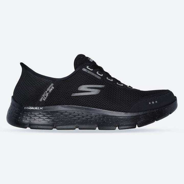Men's Wide Fit Skechers 216330 Slip-ins Go Walk Flex 100% Waterproof Trainers - Black in Black - Image 1