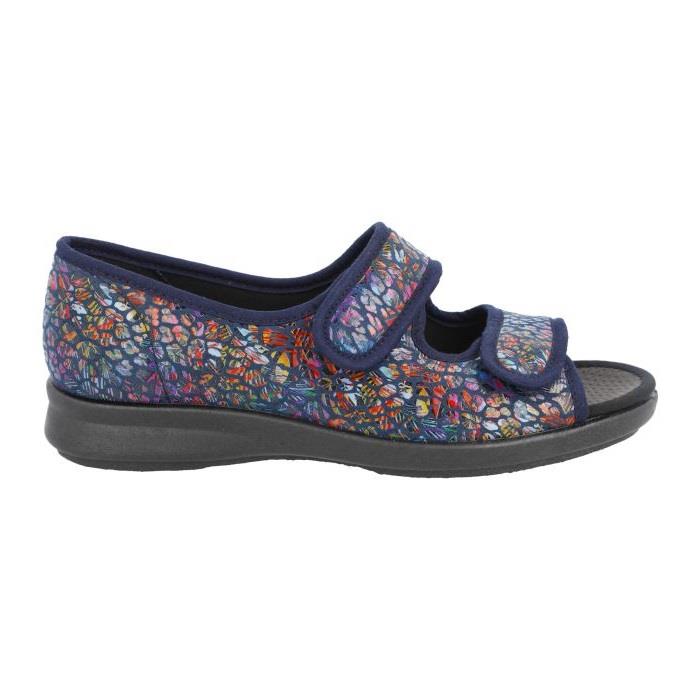 Women's Wide Fit DB Squirrel Slippers in Black Multi Stretch - Image 1