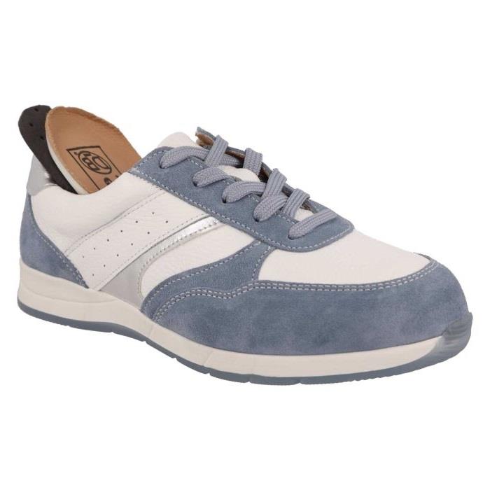 Women's Wide Fit DB Miriam Trainers in Blue Suede / White Leather - Image 1