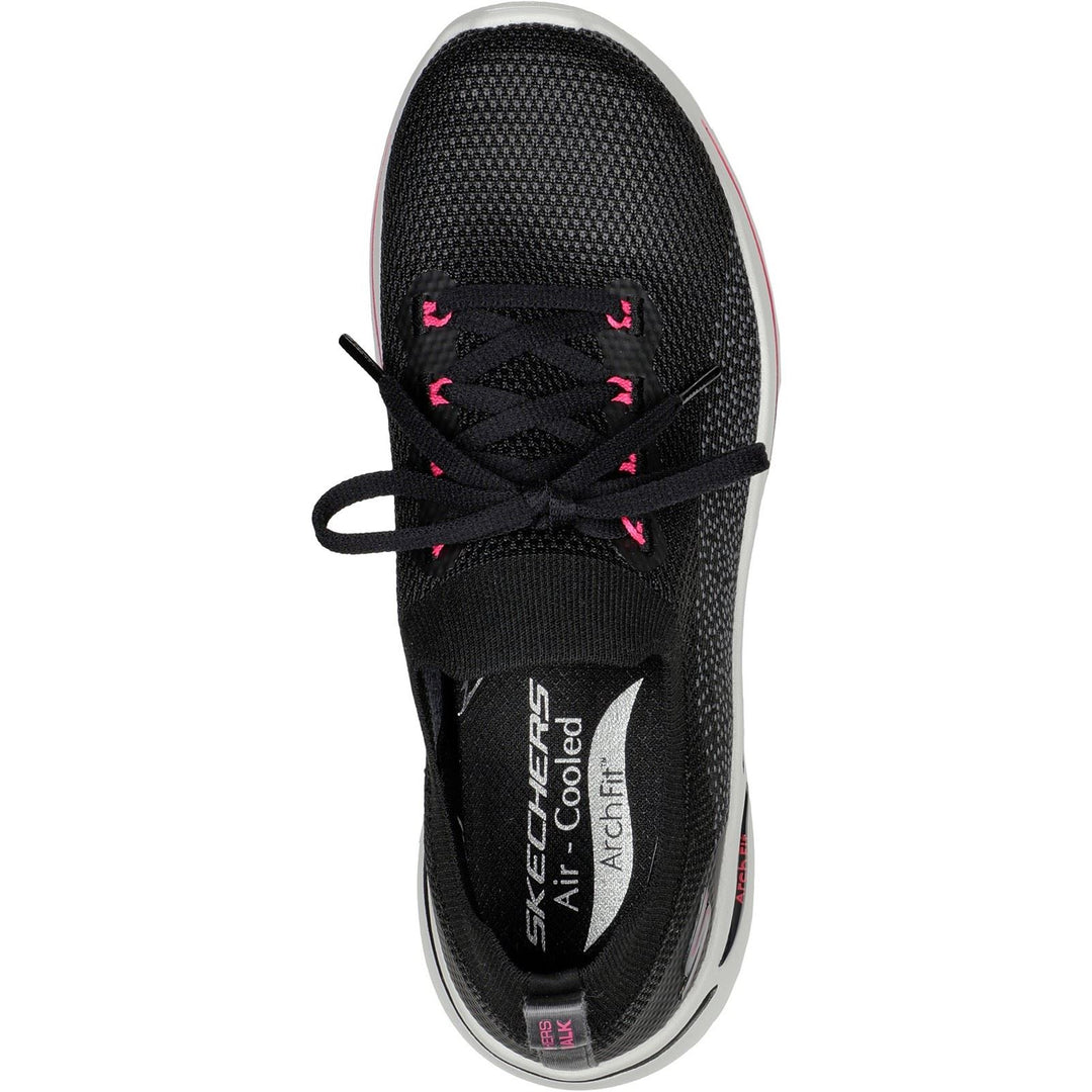Women's Wide Fit Skechers 124863 Go Walk Arch Fit Clancy Trainers in Black /Hot pink - Image 5