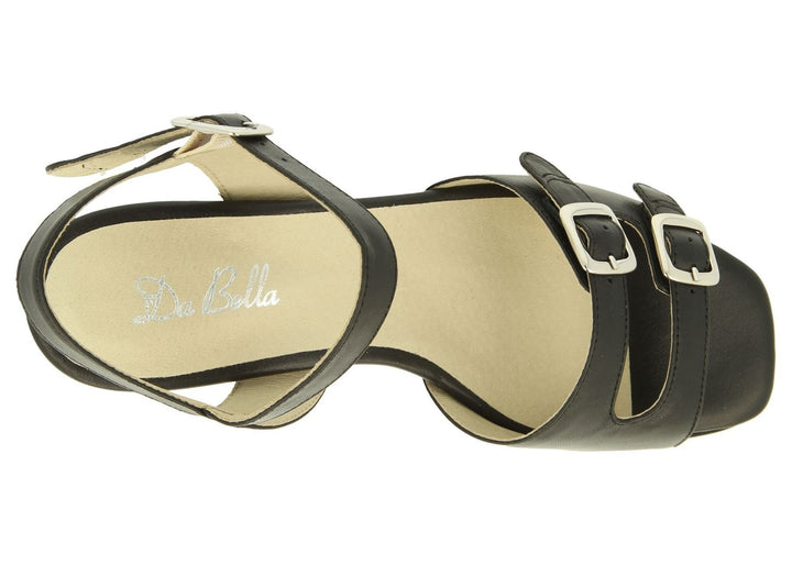Womens Wide Fit DB Curlew Sandals in Black Leather - Image 1