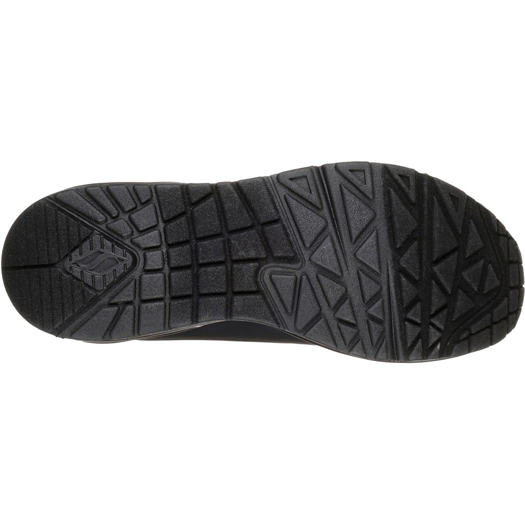 Women's Wide Fit Skechers 73690 Uno Stand On Air Walking Street Wear Trainers - Black/Black in Black/Black - Image 7