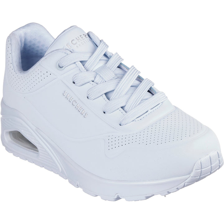 Women's Wide Fit Skechers 73690 Uno - Stand On Air Walking Street Wear Trainers - Light Denim in Light Denim - Image 1