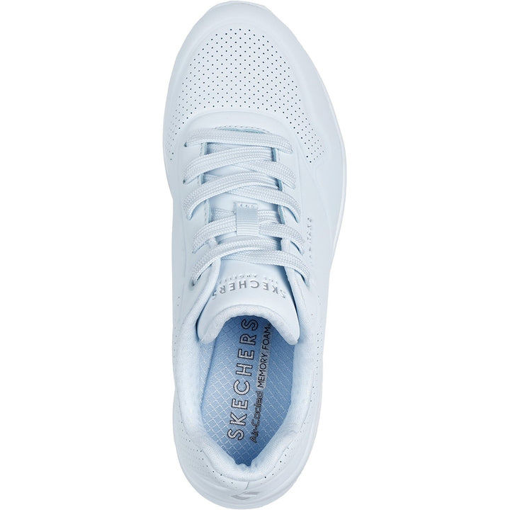 Women's Wide Fit Skechers 73690 Uno - Stand On Air Walking Street Wear Trainers - Light Denim in Light Denim - Image 1