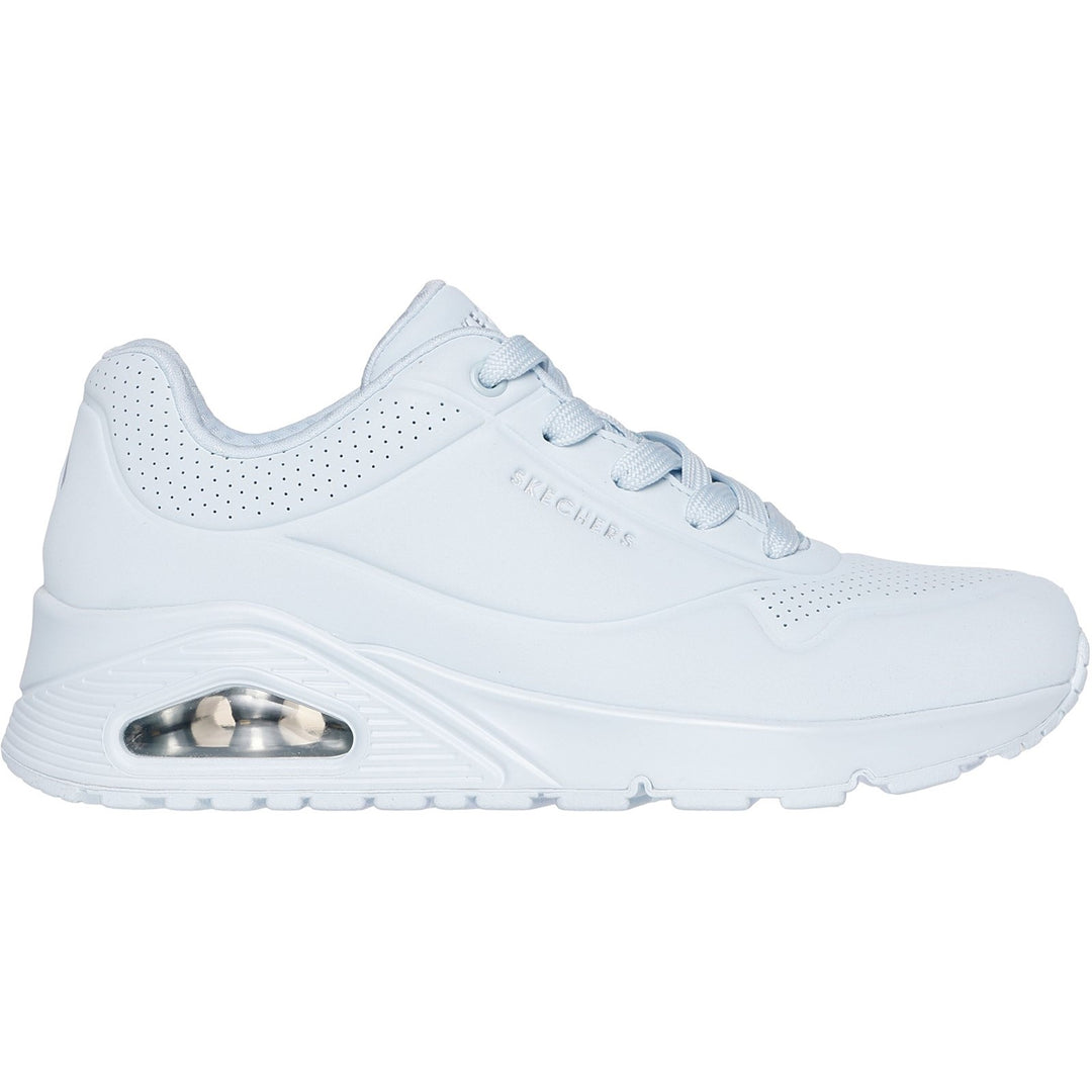 Women's Wide Fit Skechers 73690 Uno - Stand On Air Walking Street Wear Trainers - Light Denim in Light Denim - Image 2