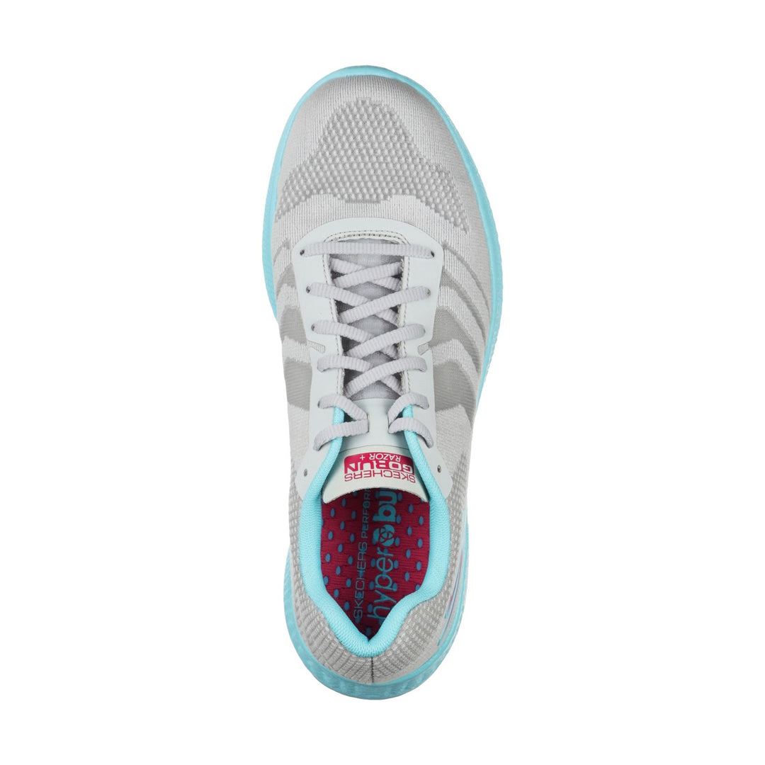 Women's Wide Fit Skechers 130001  Go Run Razor + Sports Trainers - Grey/Aqua/Pink in Grey/Aqua/Pink - Image 5