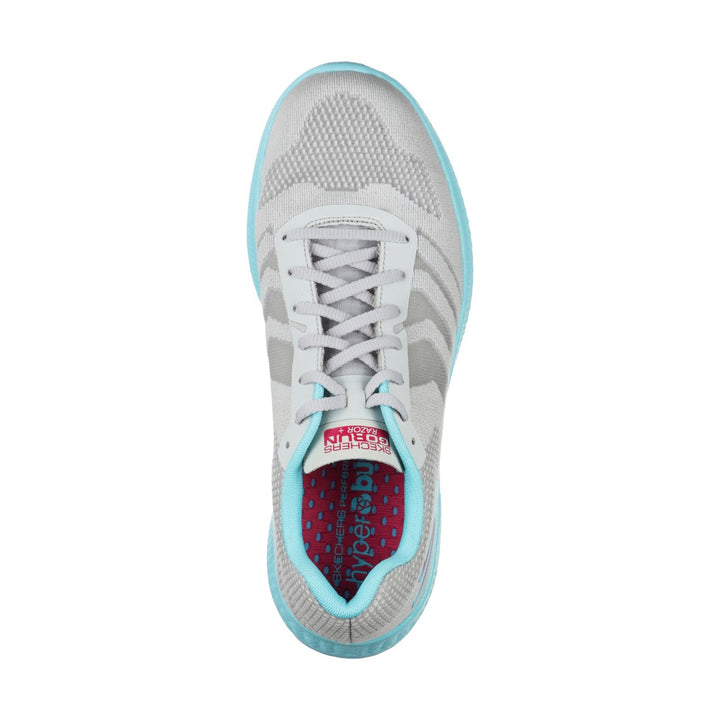 Women's Wide Fit Skechers 130001  Go Run Razor + Sports Trainers - Grey/Aqua/Pink in Grey/Aqua/Pink - Image 1