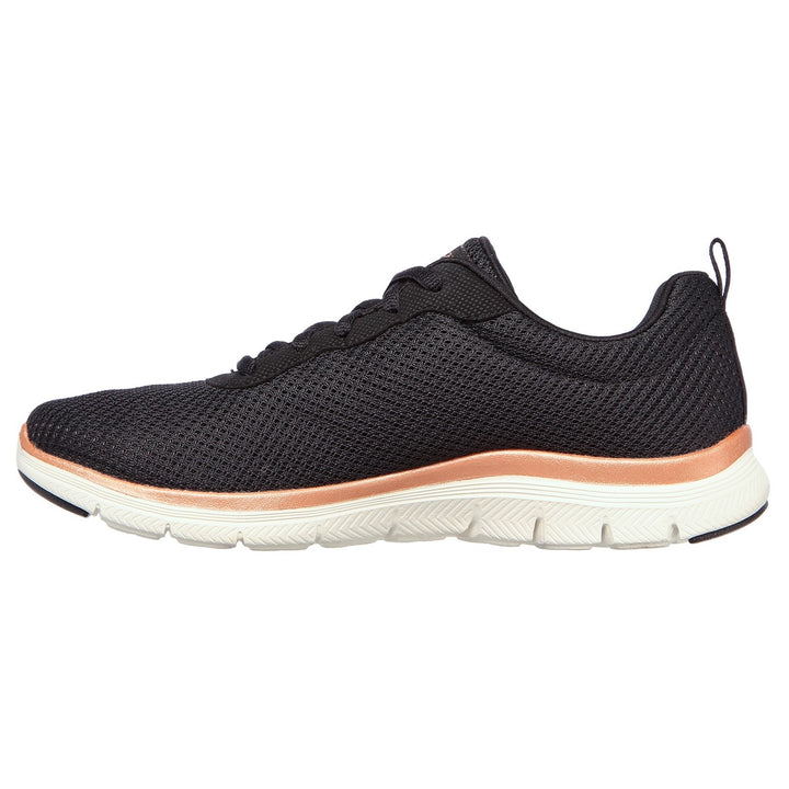 Womens Wide Fit Skechers Flex Appeal 4.0 149303 Brilliant Walking Trainers - Black/Rose Gold in Black/Rose Gold - Image 1