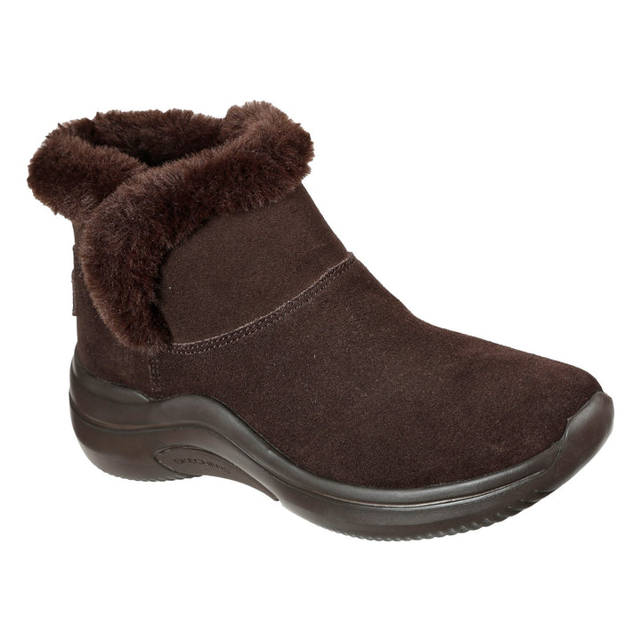 Women's Wide Fit Skechers 144250 On The Go Midtown So Plush Boots in Chocolate - Image 1