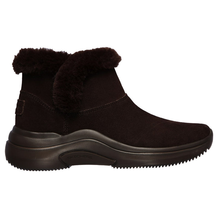 Women's Wide Fit Skechers 144250 On The Go Midtown So Plush Boots in Chocolate - Image 1