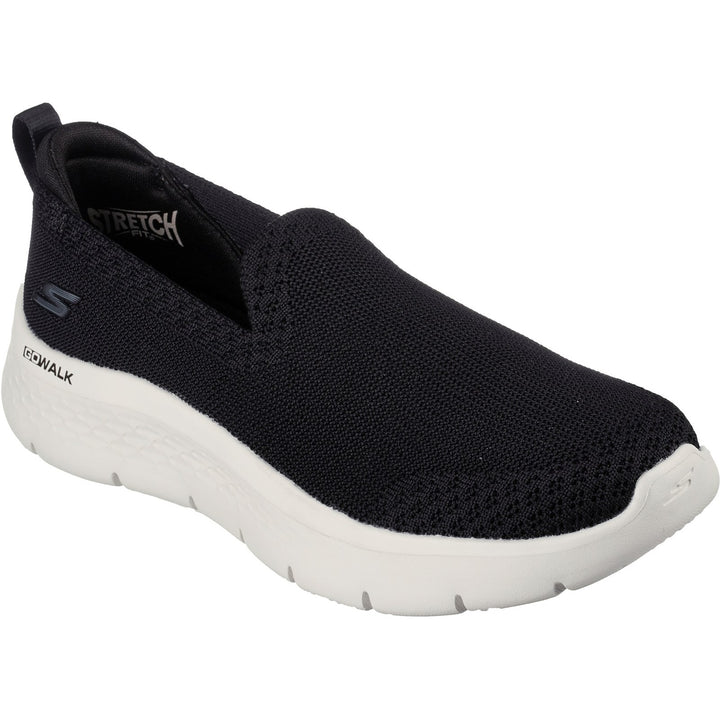 Women's Wide Fit Skechers 124957 Walk Flex Bright Trainers in Black/White - Image 1