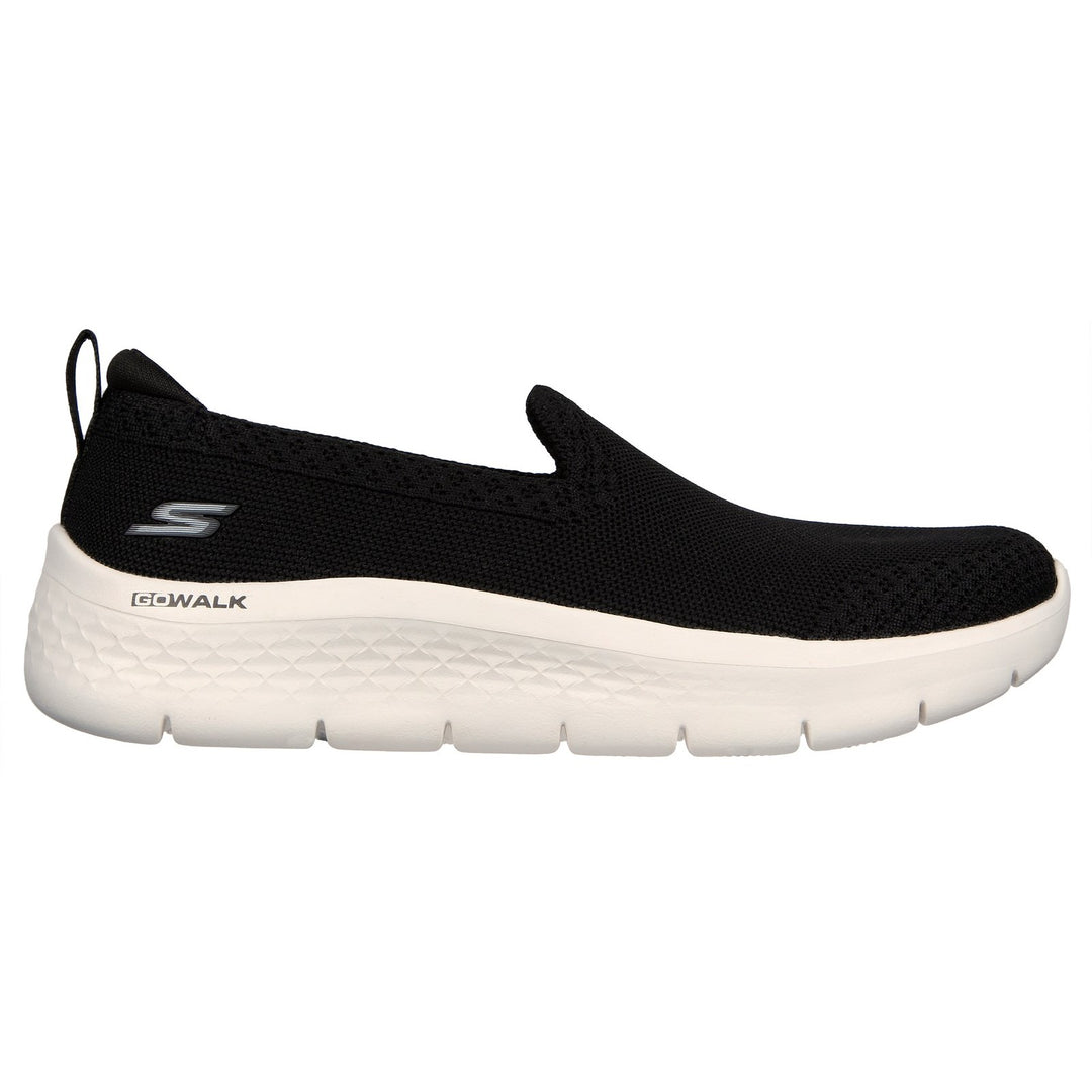 Women's Wide Fit Skechers 124957 Walk Flex Bright Trainers in Black/White - Image 2
