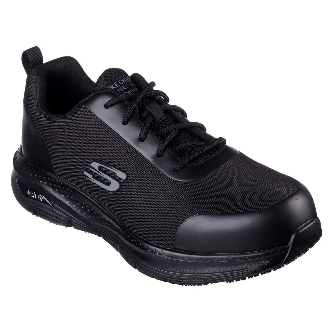 Men's Wide Fit Skechers 200086EC Arch Fit Ringstap Safety Trainers in Black - Image 3